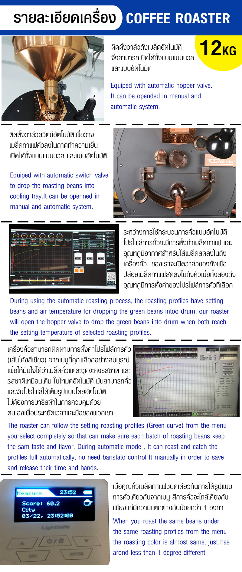 เครื่องคั่วกาแฟ ดีลิซิโอ้ DELISIO 12 กิโลกรัม เครื่องคั่วอุตสาหกรรม