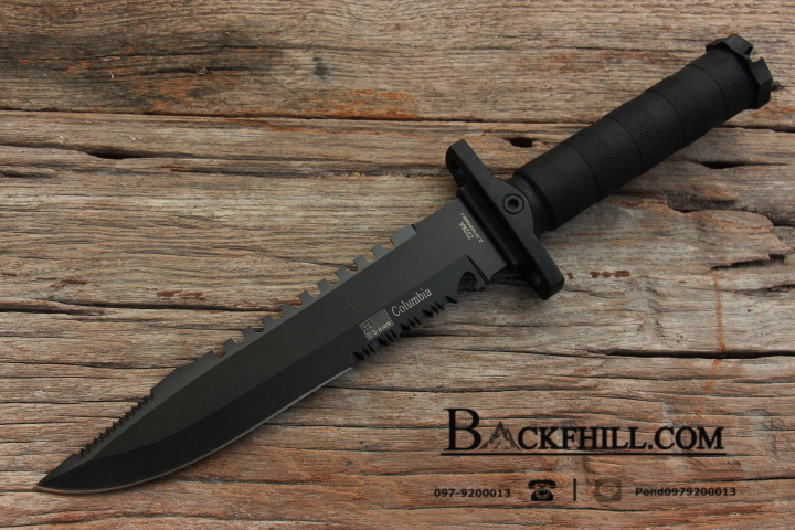 มีดพกลุยป่า COLUMBIA รุ่น 2328A # มีดทรงโบวีใบรมดำสำหรับลุยป่า ขนาด 14 นิ้ว พร้อมซองแข็ง