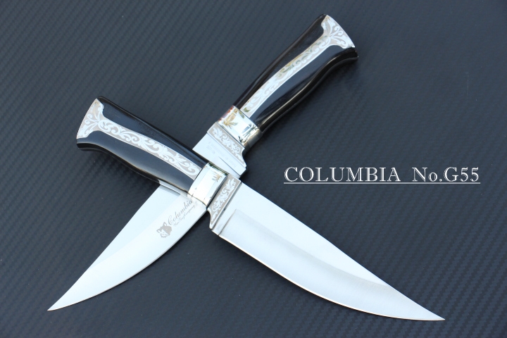มีดใบตาย COLUMBIA รุ่น G55 ด้ามจับ ลายคลาสสิค ไม้เนื้อดำอย่างดี พร้อมซองไนลอน