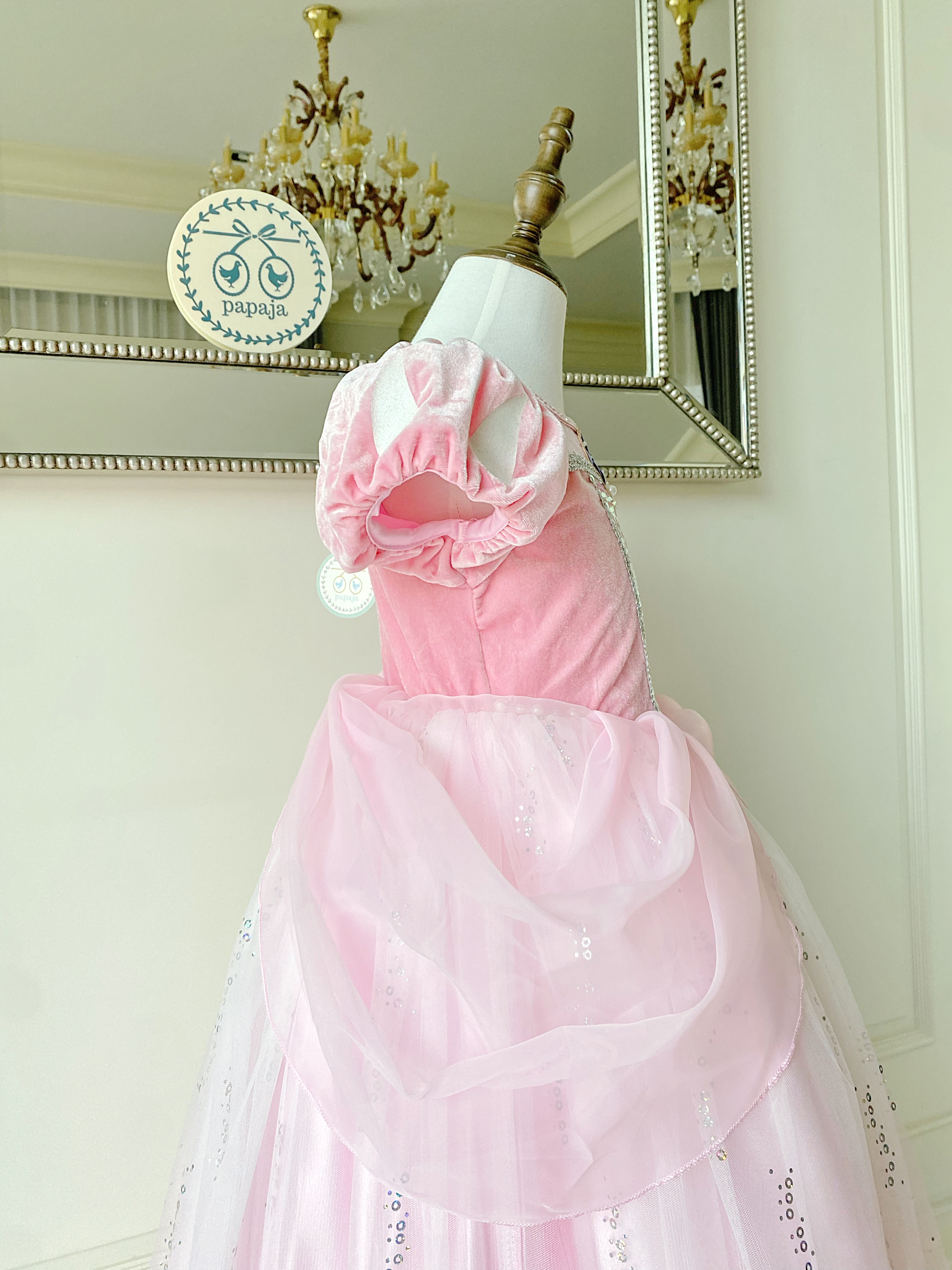 ชุดเจ้าหญิงแอเรียลสีชมพู รุ่นกระโปรงบาน (ไม่รวมปลอกแขน)