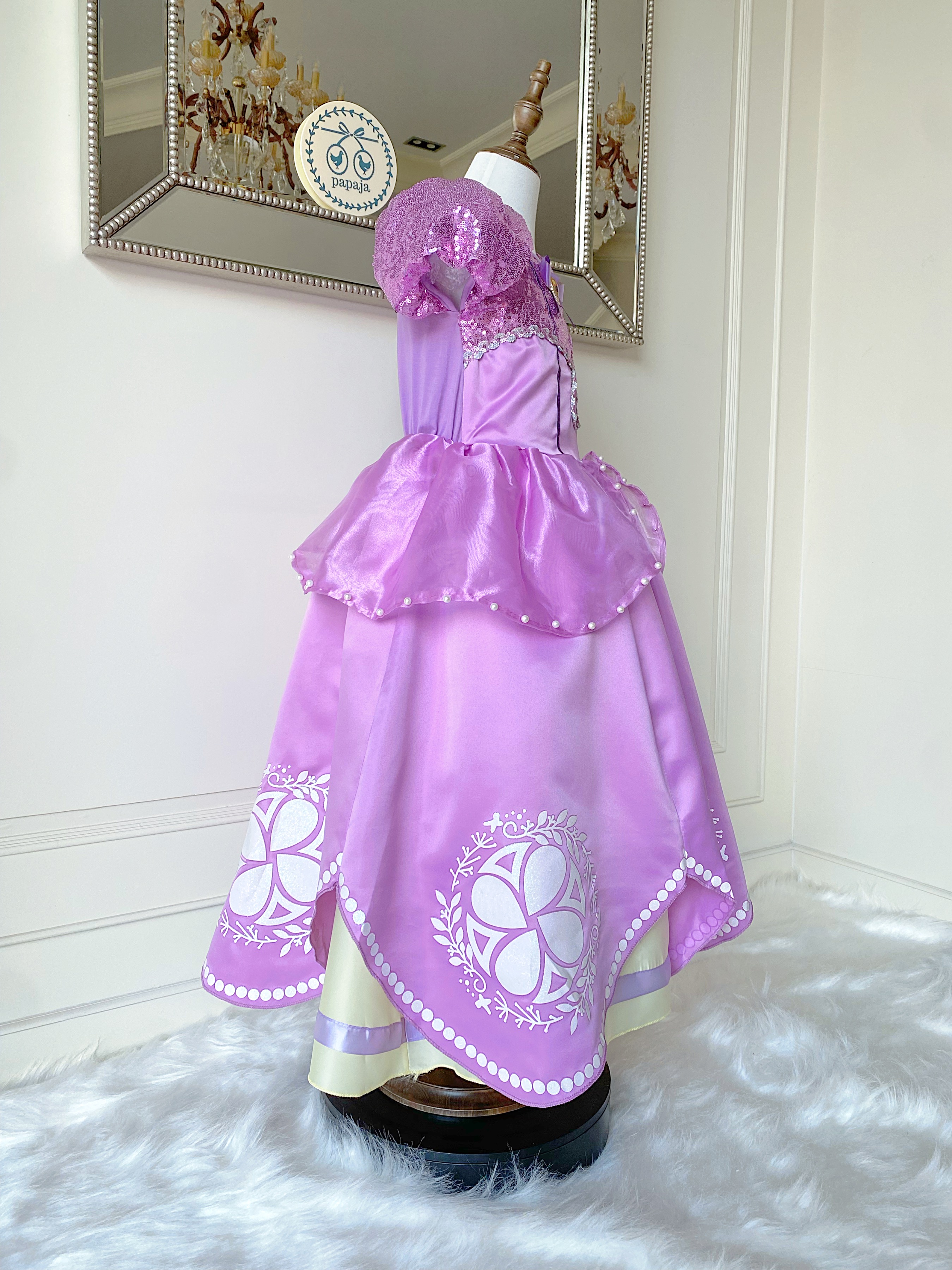 ชุดเจ้าหญิงโซเฟีย รุ่นคลาสสิค อกปักเลื่อม (ไม่รวมปลอกแขน)