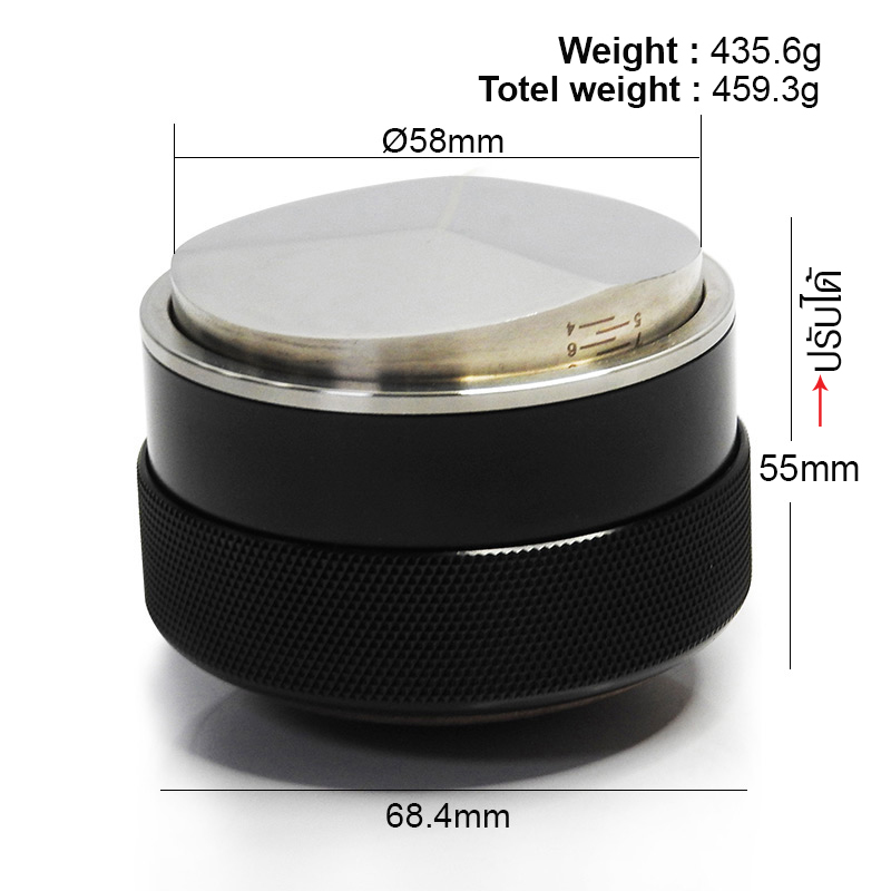 ตัวเกลี่ยกาแฟ มาการองไม้ 58 mm. เกลี่ยปรับระดับหน้ากาแฟ ทรงลิ่ม