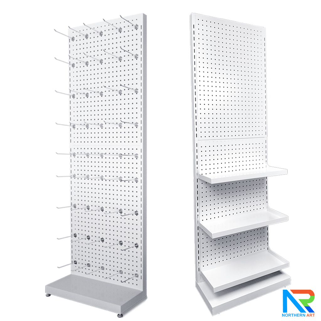 เช่าชั้นวางสินค้าเหล็ก ขนาด(W)50 x (D)25 x(H)150 cm. สีขาว ปรับจำนวนชั้นและขอแขวนได้ตามความต้องการ