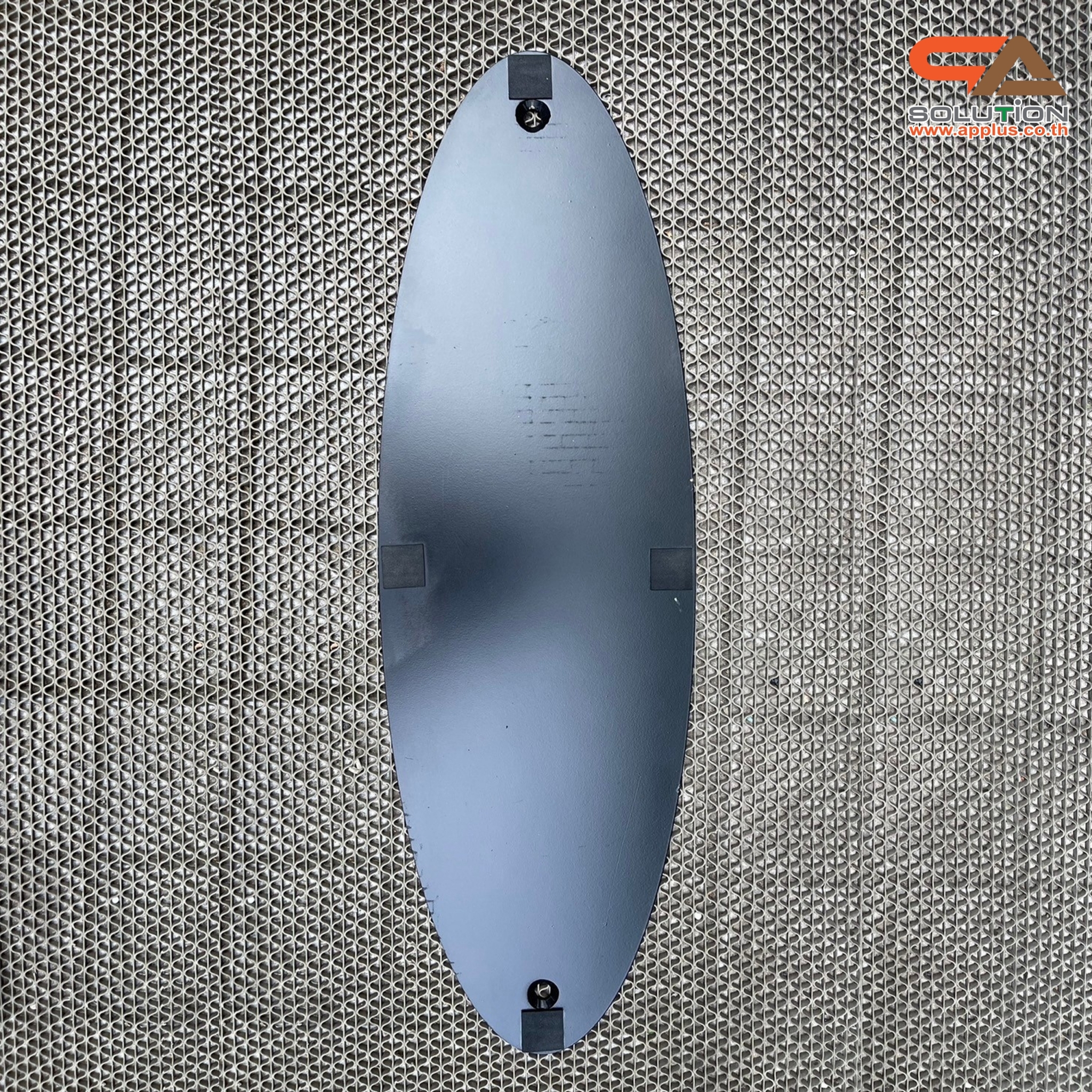 ป้ายตั้งพื้น ป้้ายมินิมอล เหล็กสีดำ ขนาด (W)59 x (H)95 cm. โชว์งานพิมพ์ 2 ด้าน ฐานวงรี ถอดประกอบได้