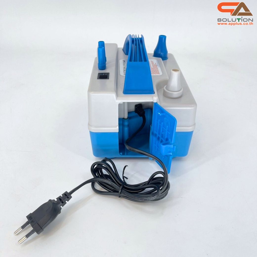 ปั๊มลมไฟฟ้า ปั๊มลมลูกโป่ง รุ่น Q-668 PLUS ขนาด (W)19 x (D)13 x (H)10 cm. พร้อมหัวฉีดหลายขนาด 1 ชุด