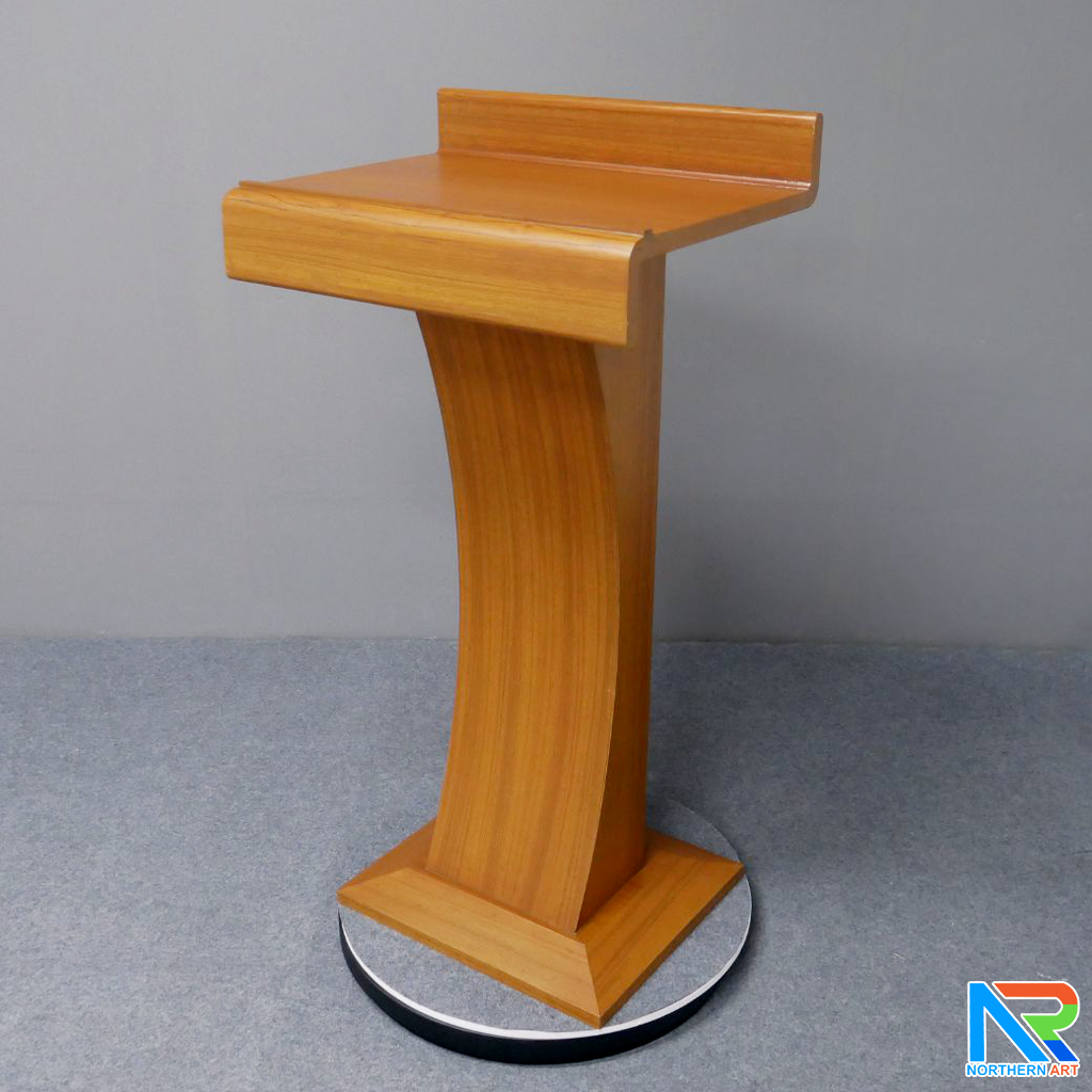 โพเดียมไม้ สีสัก ทรงโมเดิร์น TOPตรง ขนาด (W)55 x (L)42 cm. สูง 111 cm.