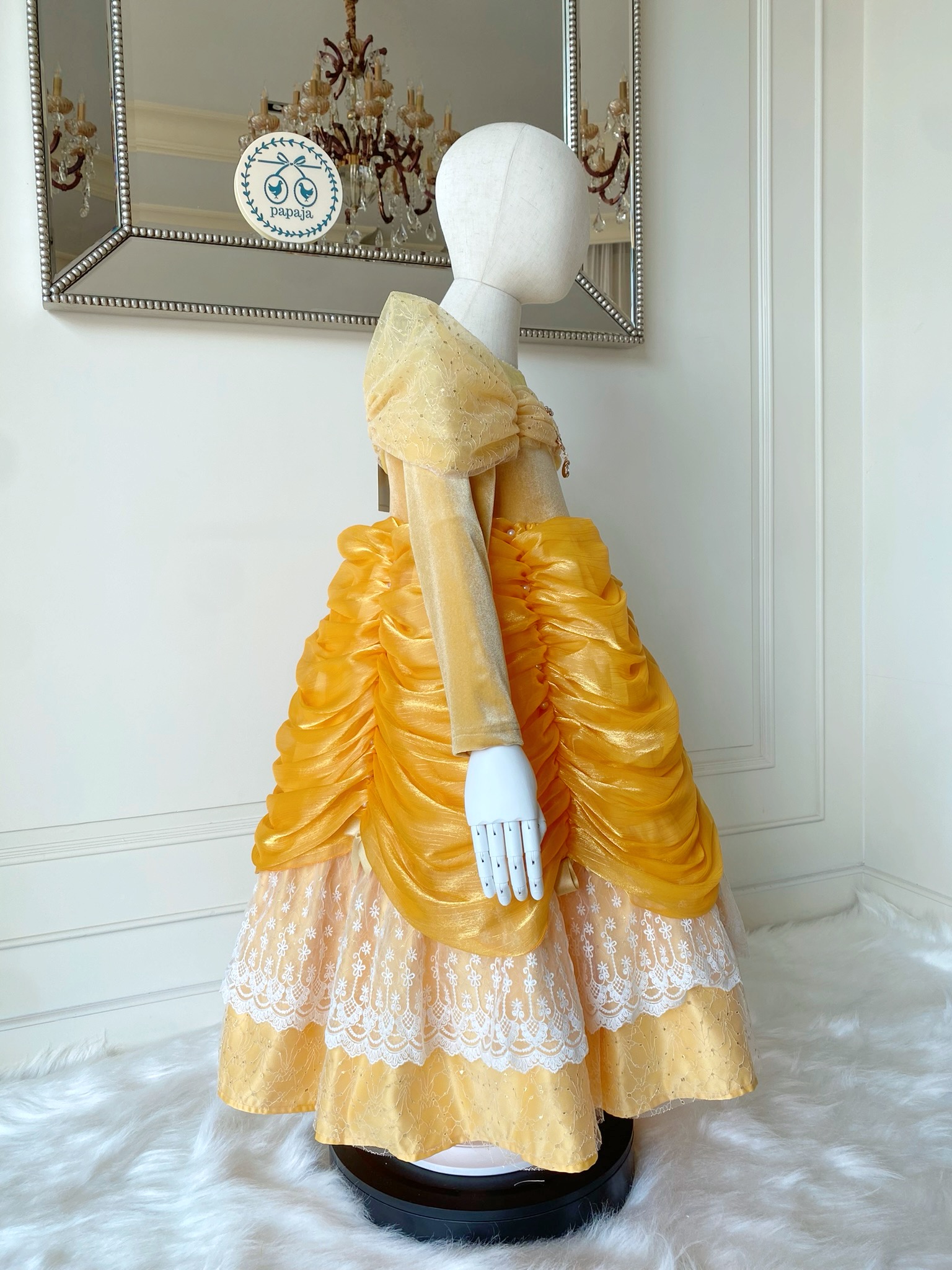 ชุดเจ้าหญิงเบลล์ รุ่นไฮพรีเมี่ยม งานสวยอลัง แขนยาวผ้ากำมะหยี่เกาหลีเนื้อนิ่ม