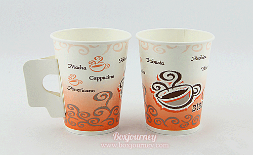 แก้วกระดาษ 8 oz. มีหู ลาย (50ใบ)