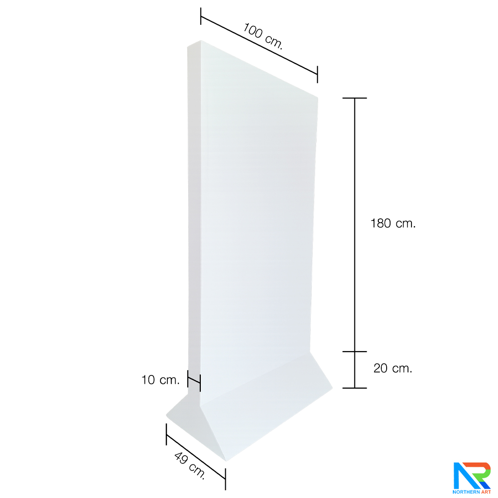 บอร์ดนิทรรศการ ฐาน 3 เหลี่ยม สีขาว 2 หน้า (W)100x(D)49x(H)200 cm.
