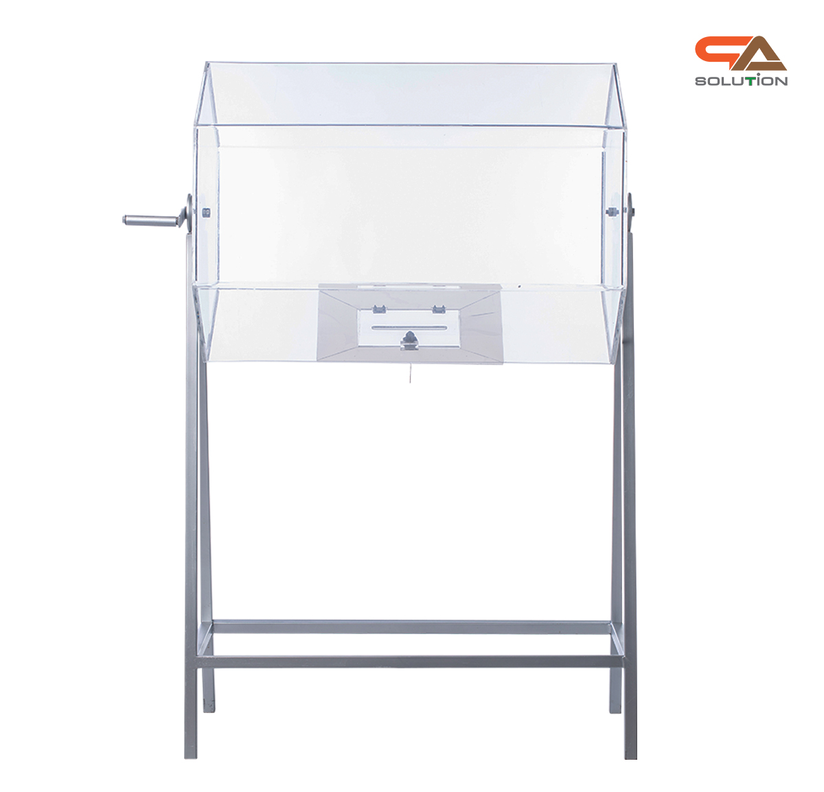 เช่ากล่องอะคริลิคจับรางวัล ตั้งพื้น หมุนได้360 องศา ขนาดกล่อง (W)80 x (D)58 x (H)132.5 cm. ฝาเปิดพร้อมกุญแจล็อค