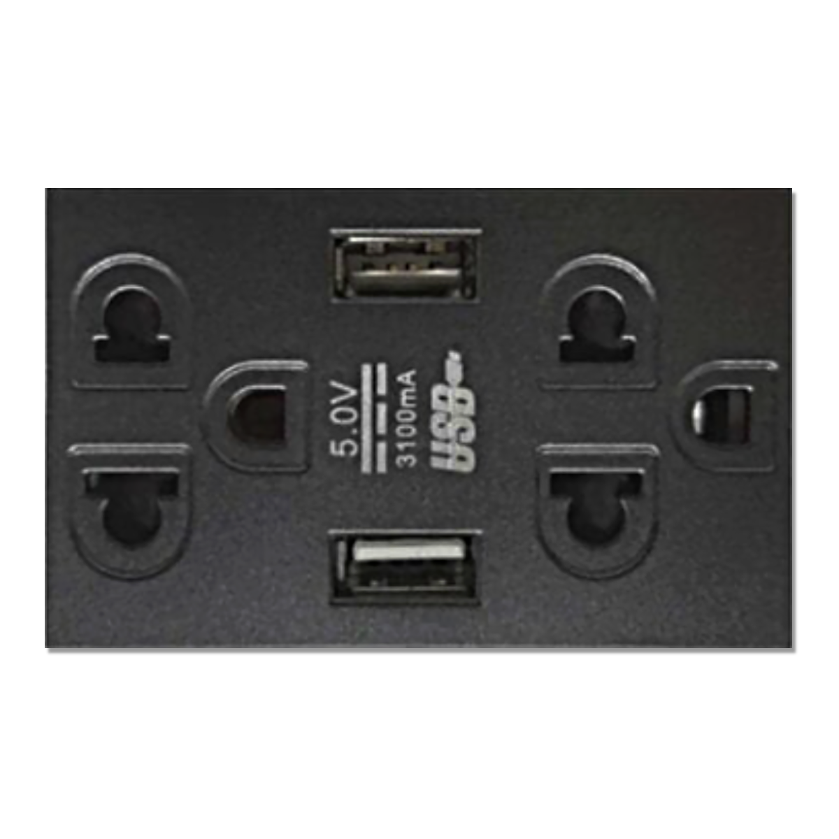 NANO เต้ารับคู่มีกราวน์ และม่านนิรภัย + USB 3.1A 5V ขนาด 2 ช่อง Urban series สีดำ รุ่น UR-P604UB