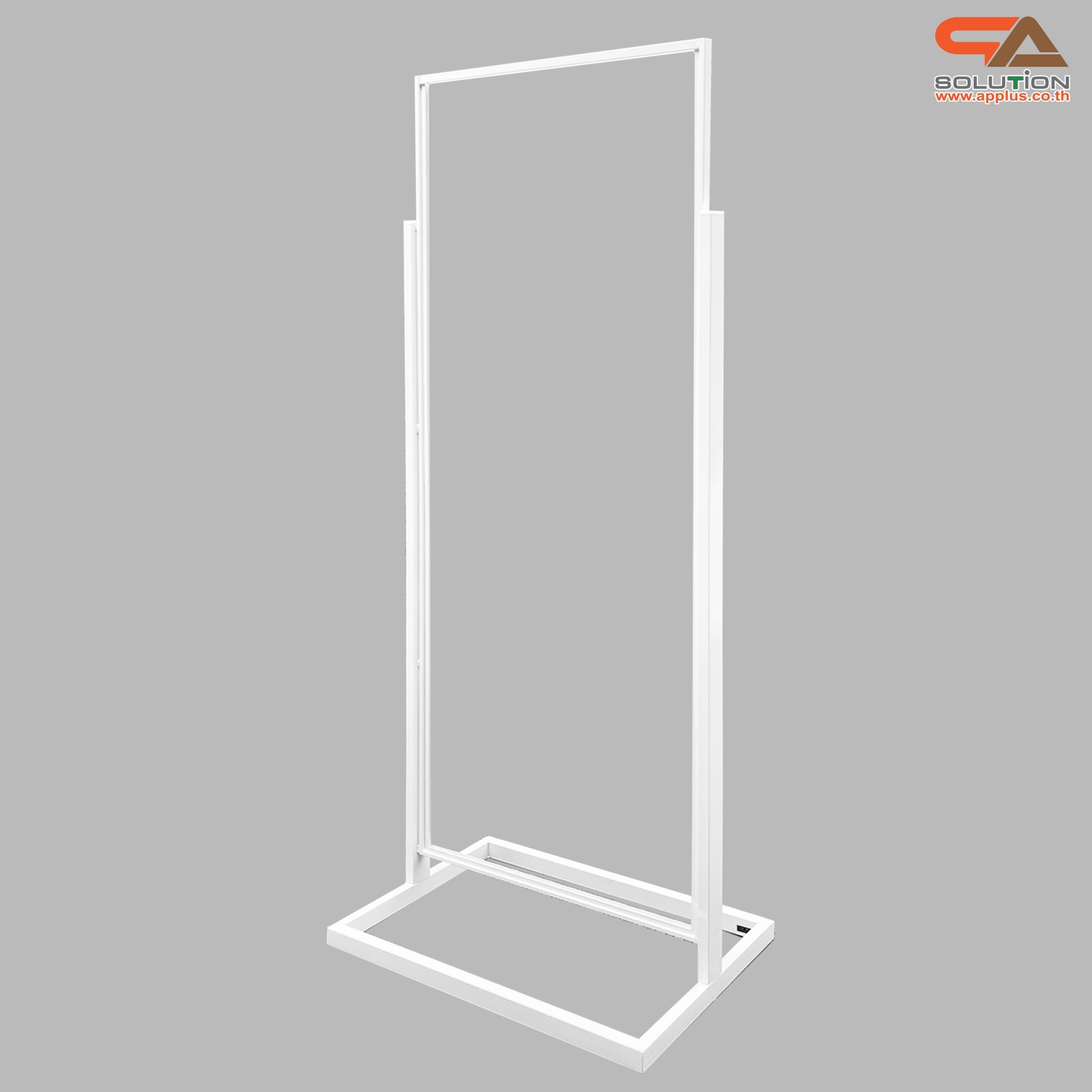 ป้ายตั้งพื้นเหล็ก รุ่นกรอบเดี่ยว สีขาว ขนาด (W)62 × (H)156 cm. สอดงานด้านบน โชว์ภาพ2ด้าน ถอดประกอบได้