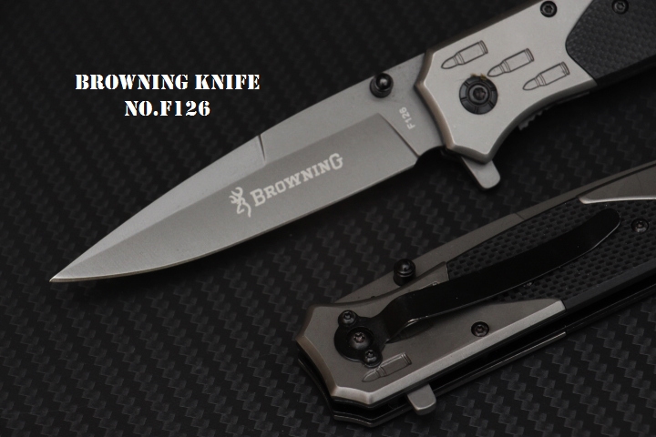 มีดพับ BROWNING F126 ใบมีดปลายแหลม 5Cr15mov ด้ามจับ G10 แท้สีดำด้าน
