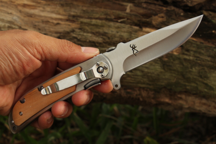 มีดพับ BROWNING Stainless Steel ประกับไม้สีครีม มีด OME เกรดดี