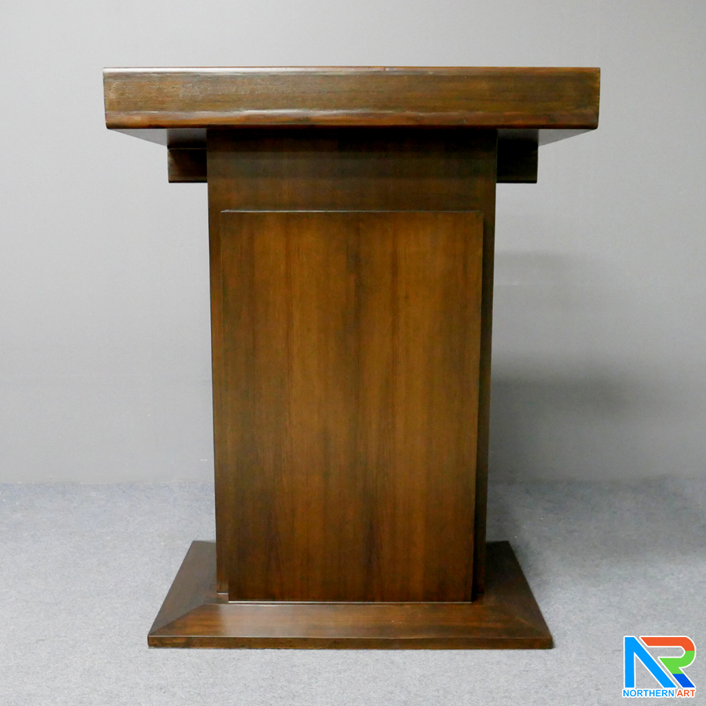 โพเดียมไม้ ยืนคู่ TOP ตรง สีโอ๊ค ขนาด (W)90 x (L)55 x (H)112 cm.