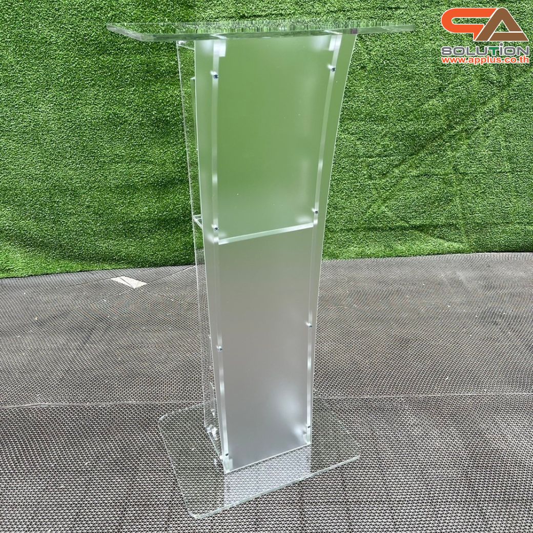 โพเดียมอะคริลิคใส รุ่น AC-11 ด้านหน้าอะคริลิคฝ้า TOP ตรง ขนาด (W)47 x (L)37 x (H)100 cm.