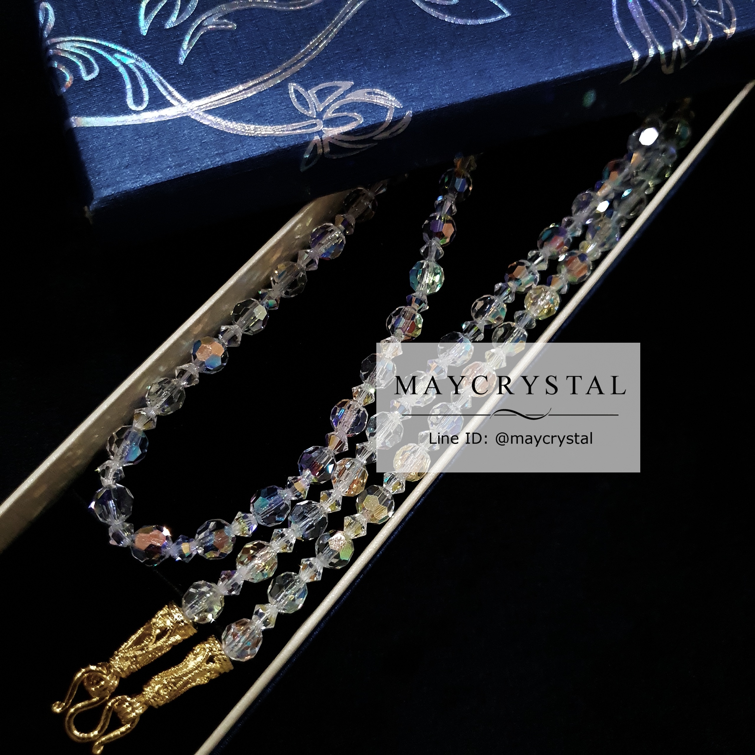 สร้อยคอคล้องพระ คริสตัลแท้จากยุโรป (Embellished with Crystals from Austria)