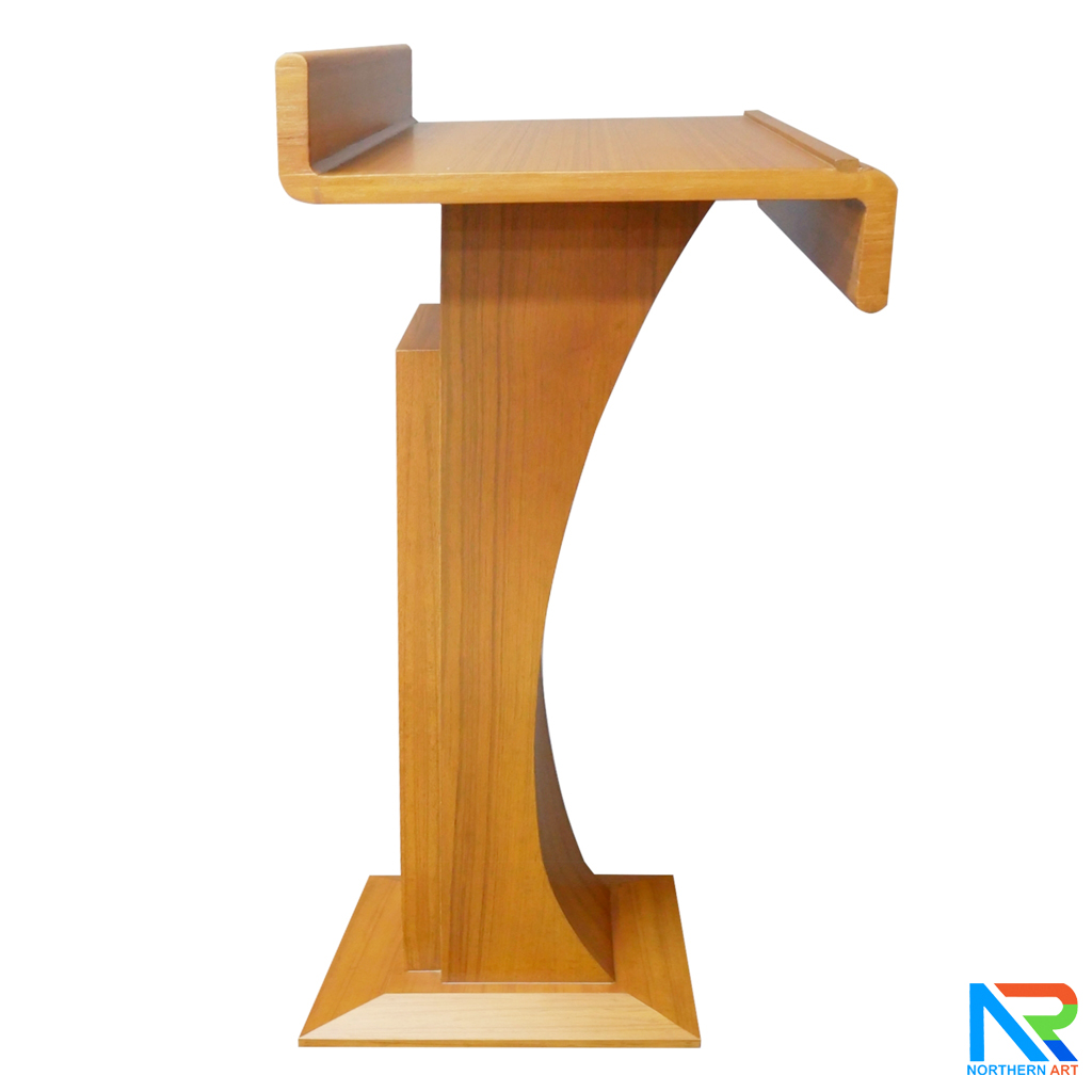 โพเดียมไม้ สีสัก ทรงโมเดิร์น TOPตรง ขนาด (W)55 x (L)42 cm. สูง 111 cm.