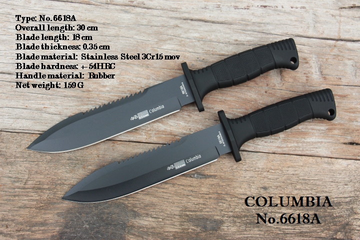 มีดใบตาย COLUMBIA รุ่น 6618A ใบมีดรมดำ พร้อมซองไนลอน