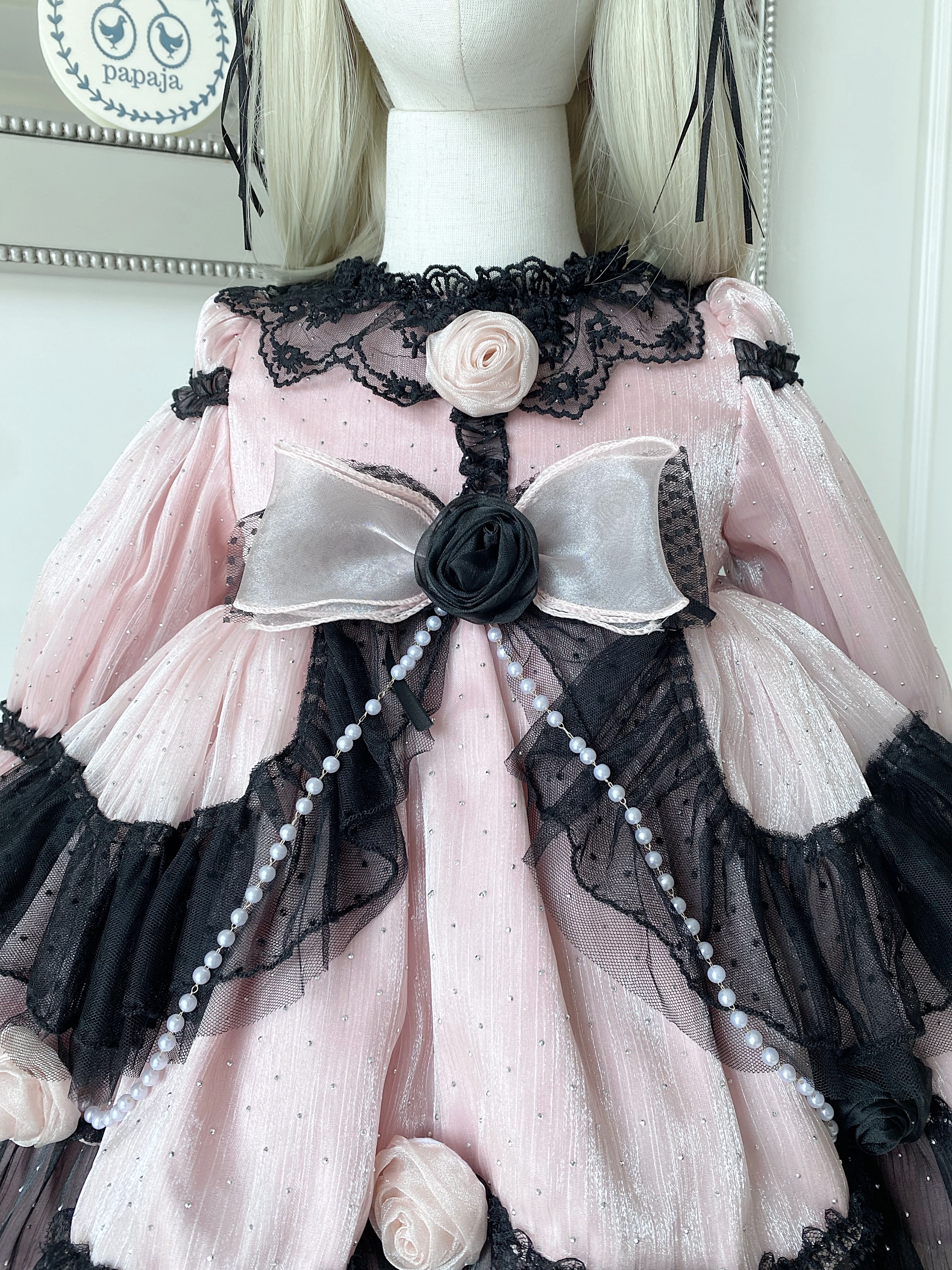 (เซต 5 ชิ้น) ชุดคอสเพลย์งานไฮพรีเมี่ยม แมว Black Pink โทนชมพูดำ ครบเซต (ชุด+ที่คาดผม+ถุงมือ+ถุงเท้า+หางแมว)