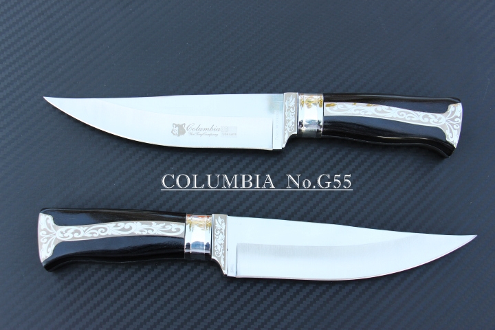 มีดใบตาย COLUMBIA รุ่น G55 ด้ามจับ ลายคลาสสิค ไม้เนื้อดำอย่างดี พร้อมซองไนลอน