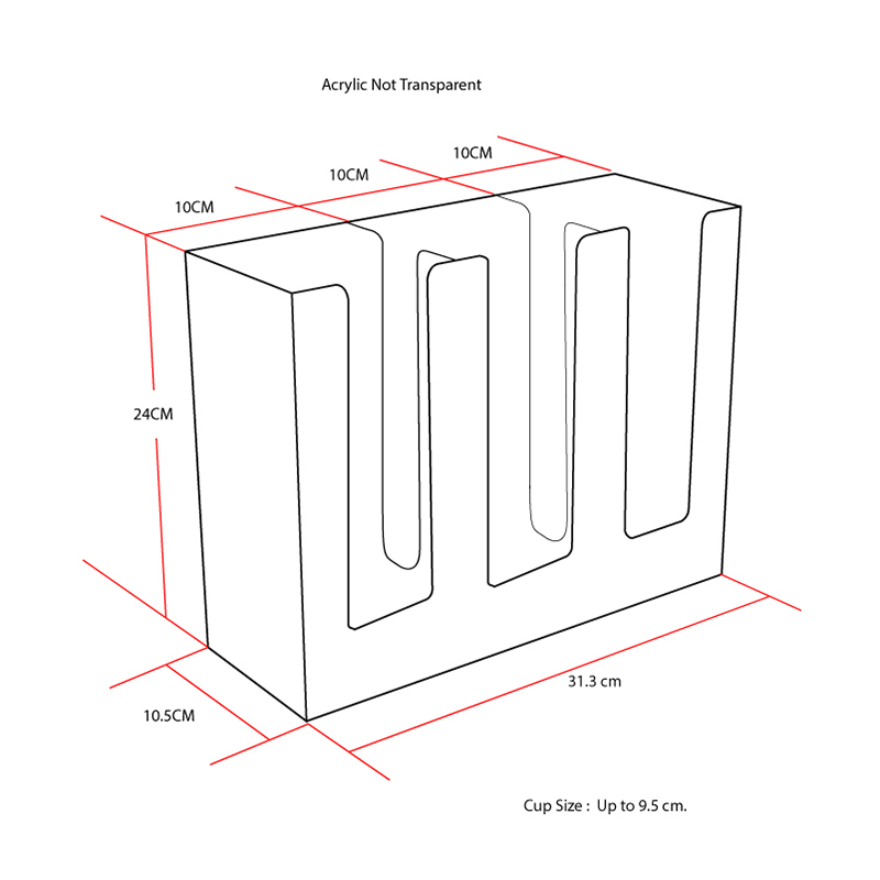 กล่องอะคริลิคจ่ายแก้ว กล่องใส่แก้วกาแฟ ที่ใส่แก้ว เครืองดื่ม 3 ช่อง