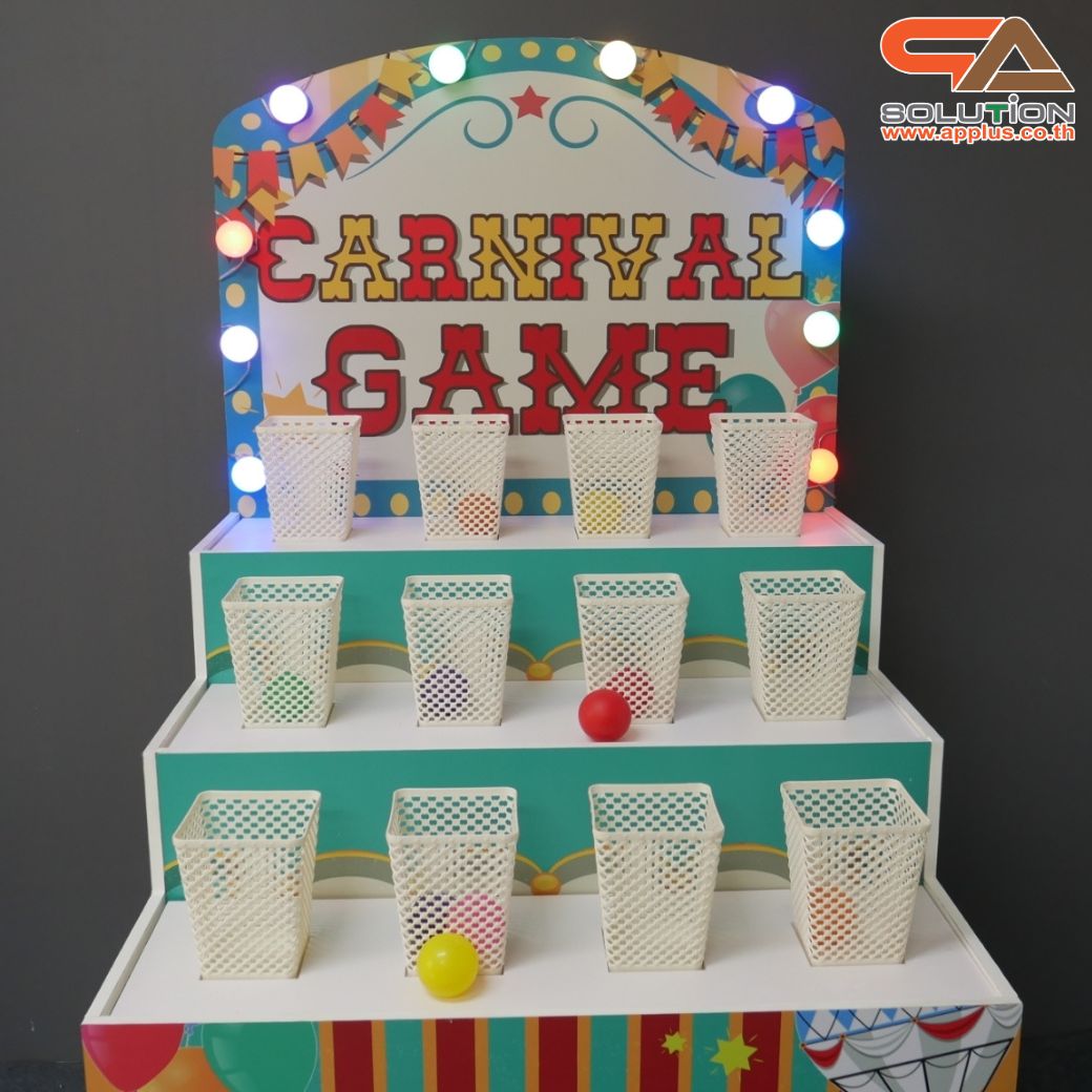 เกมส์ CARNIVAL โยนบอลลงตะกร้า ขนาด (W) 80 x (L)64 x (H)160 cm. ตะกร้า 12 ใบ พร้อมลูกบอล 10 ลูก (คละสี)