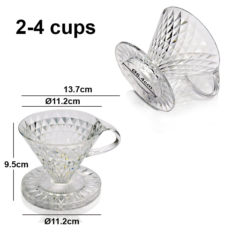 ถ้วยกรองกาแฟ คริสตัลสไตล์ V60 ทรงเพชร 2-4 คัพ