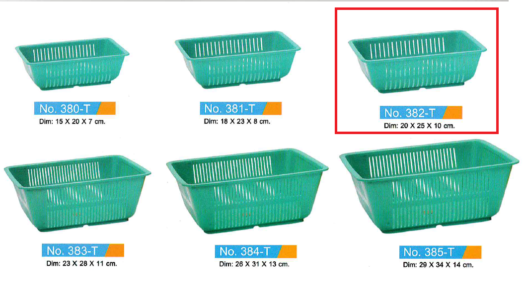 P12371 ตะแกรงเอนกประสงค์ ทรงลึก (20*25*10 cm) เกรดเอ No.382 ราคาขายส่งต่อ 1 โหล: 12 ใบ: เฉลี่ย 30 บต่อใบ