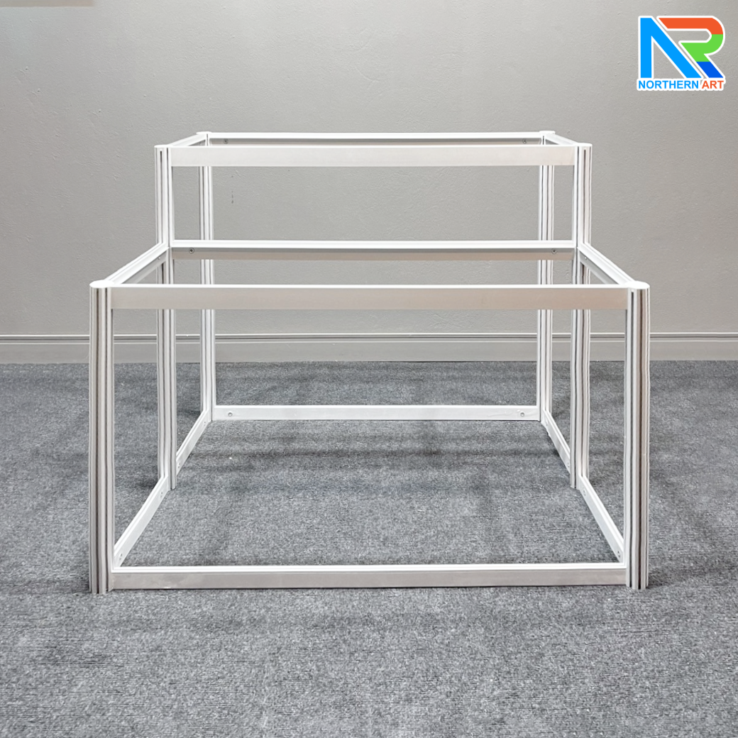 เช่าเคาน์เตอร์อะลูมิเนียม แบบขั้นบันได ขนาด (W)103 x (L)80 x (H)80 cm. ถอดประกอบได้