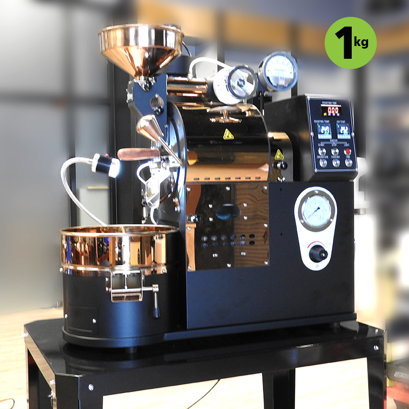 เครื่องคั่วกาแฟ 1 กิโลกรัม แก๊ส มีระบบเชื่อมต่อคอมพิวเตอร์เพื่อควบคุมการคั่ว