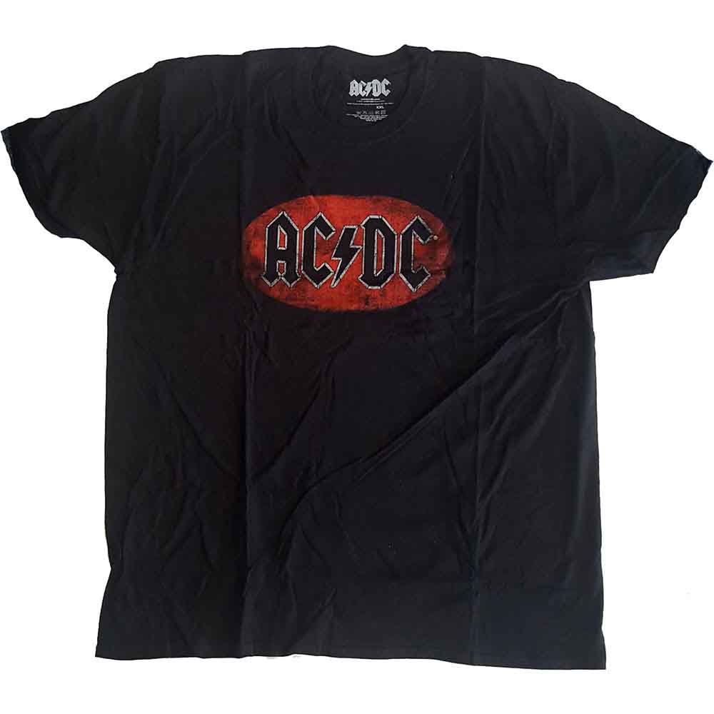 AC/DC Unisex T-Shirt: Oval Logo Vintage BLACK