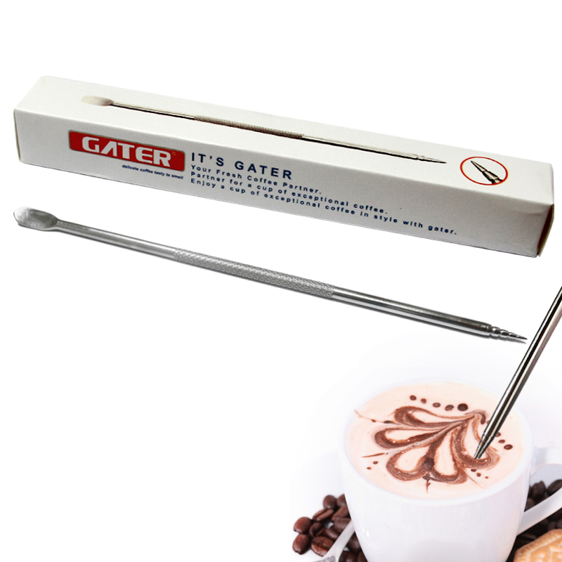 ปากกา วาดลาย ลาเต้ อาร์ต สแตนเลส (Latte art pen) แบบหัวแข็ม 13.5 ซม.