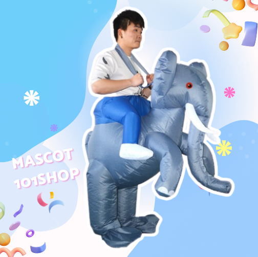ชุดมาสคอตขี่ช้างเป่าลม