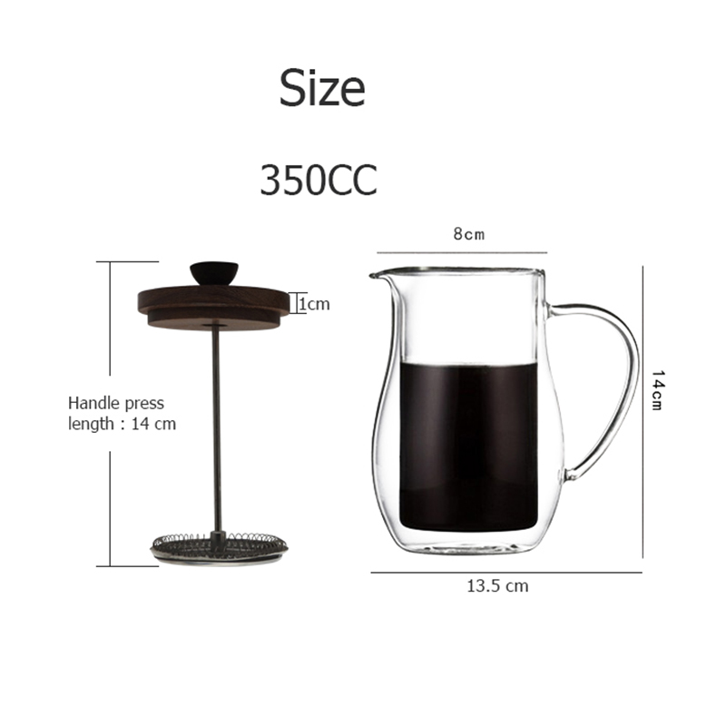 เฟรนช์เพรส ชงชา กาแฟ ตีฟองนม แก้ว 2 ชั้น 350cc