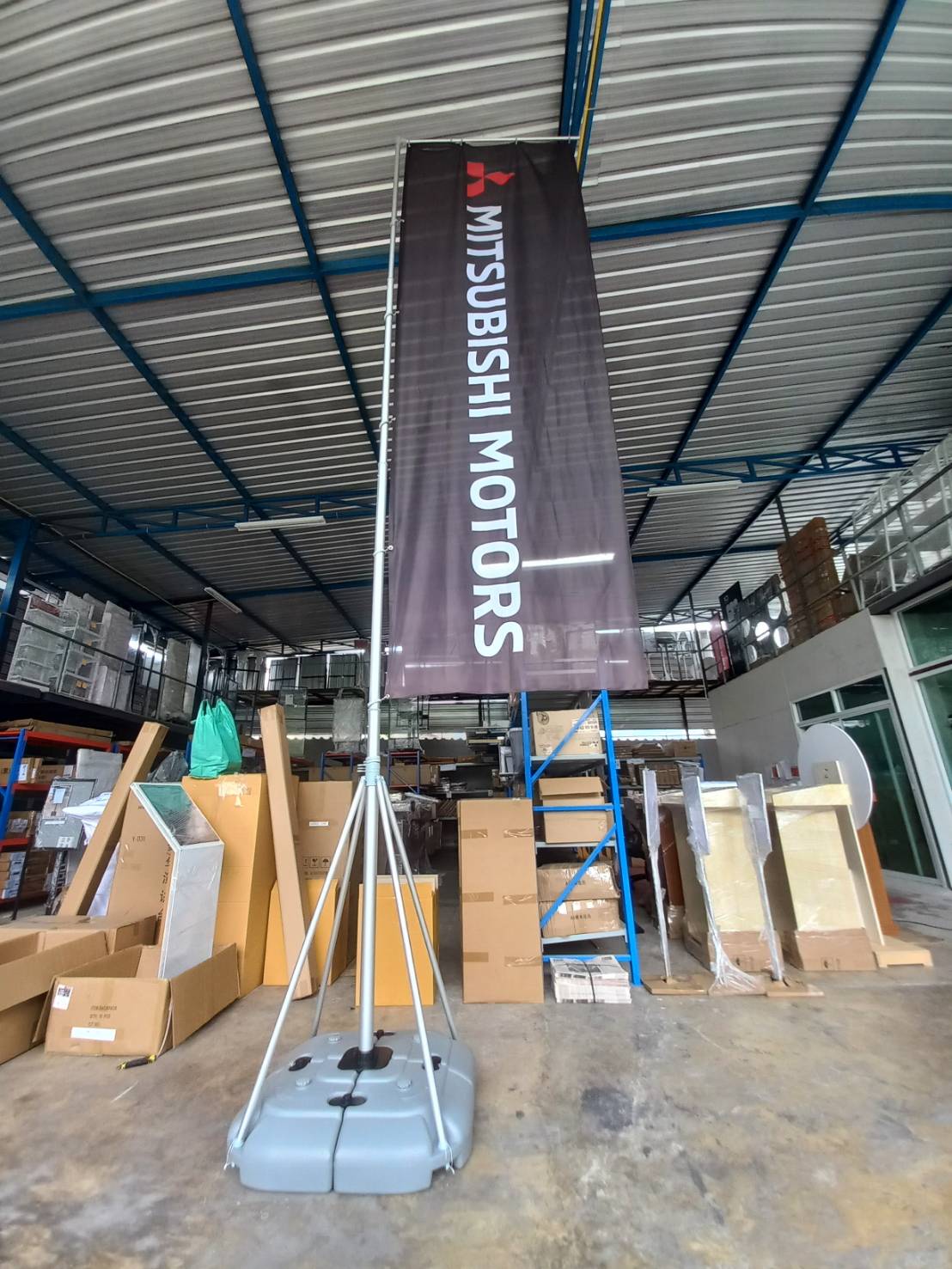 ธงญี่ปุ่น ไจแอนท์ ฐานน้ำ ขนาด 5 m. โครงอะลูมิเนียม ถอดประกอบได้ พร้อมผ้าธงขนาด (W)120 x (H)350 cm.