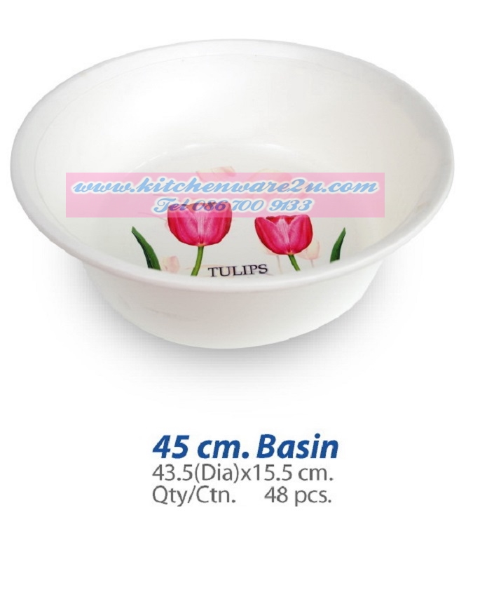 P07926 กะละมัง 45 ซม.เกรดห้าง สวย ดี ลายทิวลิป (ราคาส่งต่อ 1 โหล : 12 ใบ:เฉลี่ยใบละ 55 บาท)
