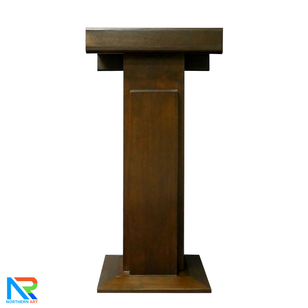 โพเดียมไม้ สีโอ๊ค ทรงโมเดิร์น TOPตรง ขนาด (W)55 x (L)42 cm. สูง 111 cm.