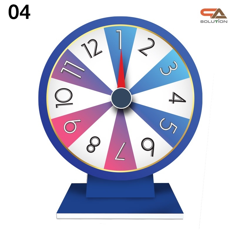 เกมส์วงล้อตั้งโต๊ะ ขนาดวงล้อ 40 ซม. สูง 56 ซม. วัสดุพลาสวูดสีขาว หนา 8-15 มม. ถอดประกอบได้