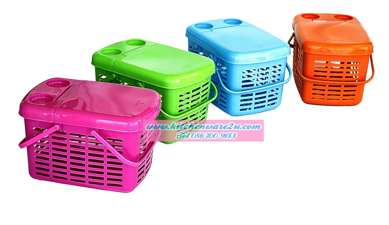 P00298 ตะกร้าเบบี้ มีฝาปิด หูหิ้ว (22*32*20 cm) No.578 (ราคาส่งต่อ 1 โหล:12 ใบ)