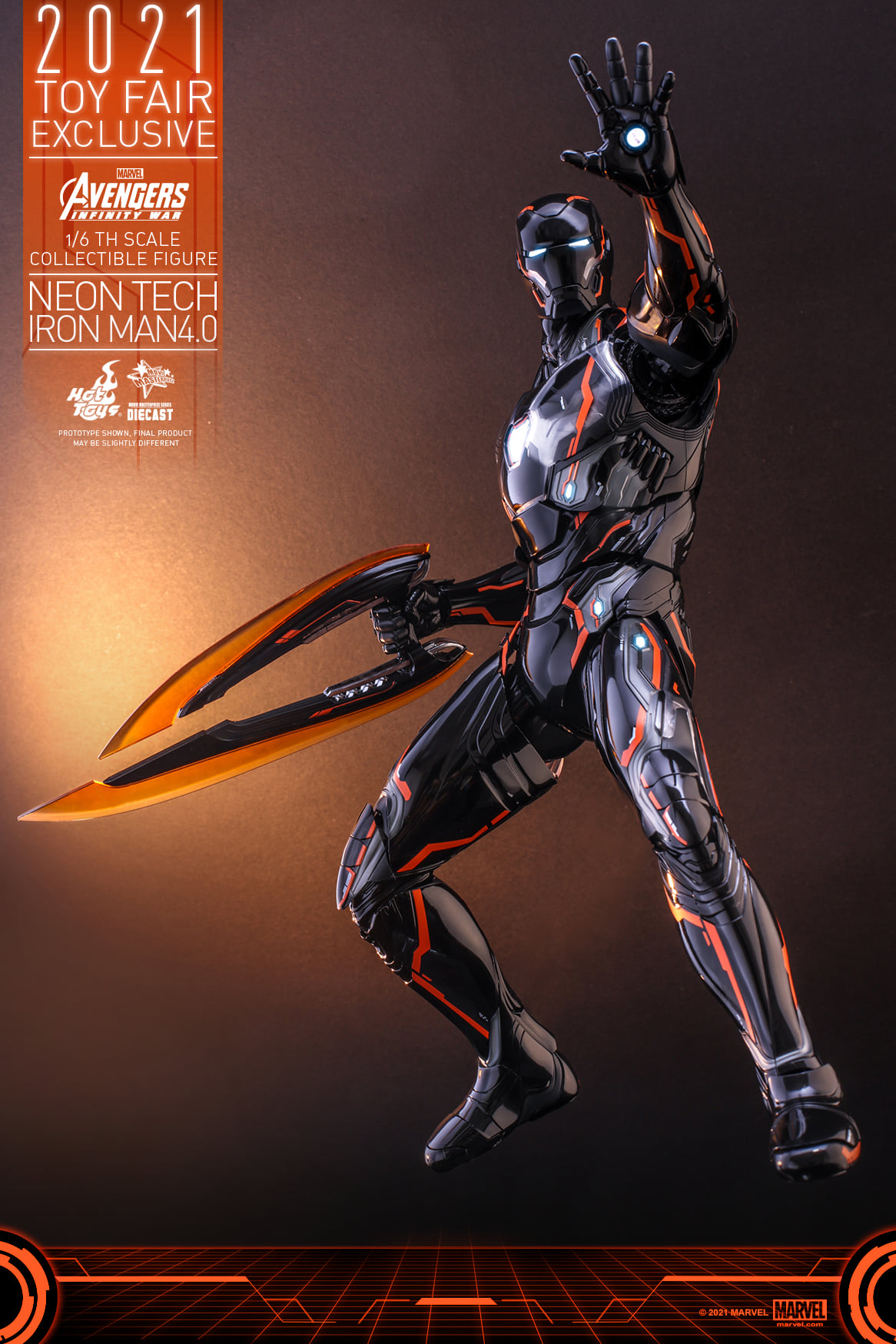 Hot Toys MMS597D39 16 Avengers Infinity War - Neon Tech Iron Man 4.0 [Toy Fair Exclusive 2021]
