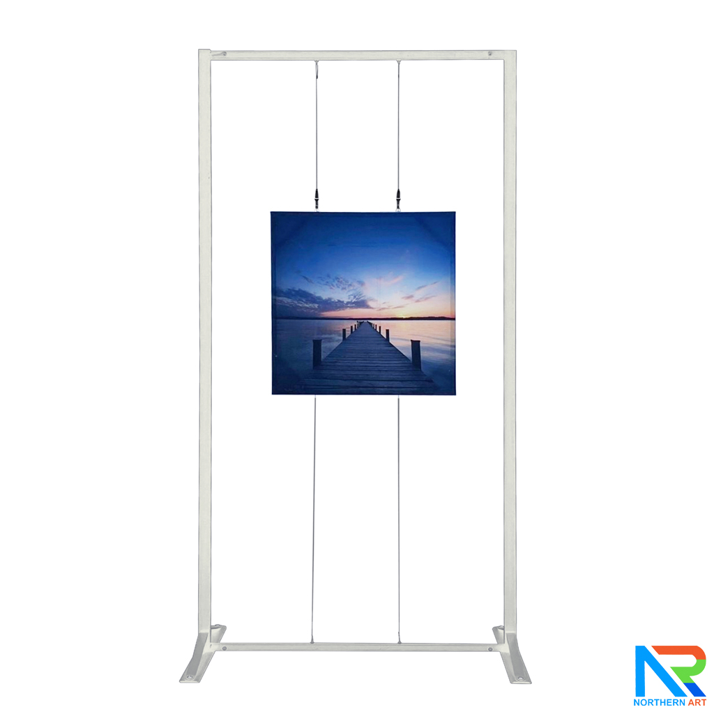 เช่าบอร์ดนิทรรศการ พร้อมชุดสลิง 2 ขอ รุ่น SINGLE SIDED ขนาด(W)100 x (W)200 cm. สามารถแขวนภาพได้ 1 ด้าน บน-ล่าง