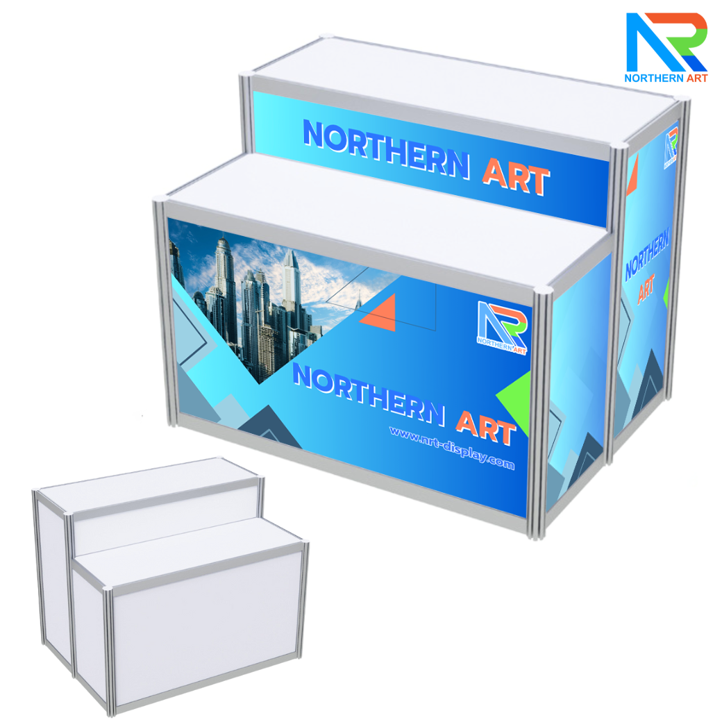 เช่าเคาน์เตอร์อะลูมิเนียม แบบขั้นบันได ขนาด (W)103 x (L)80 x (H)80 cm. ถอดประกอบได้