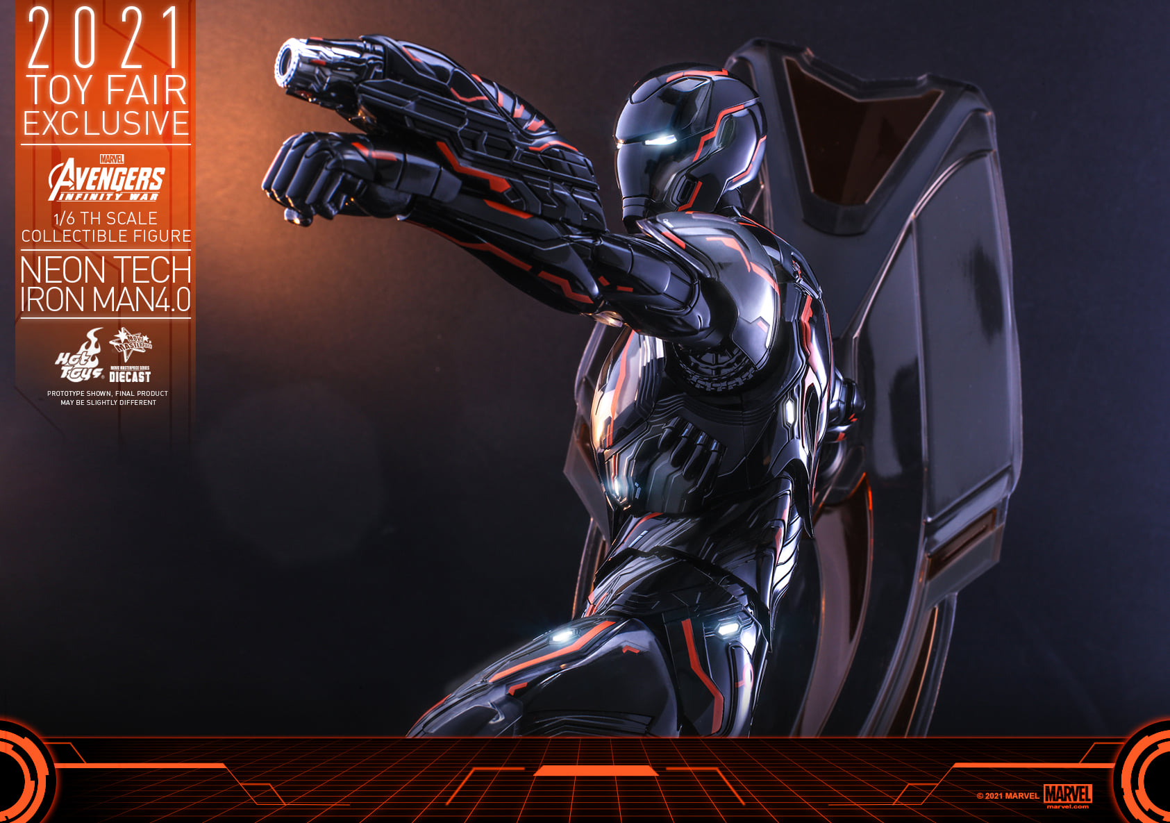 Hot Toys MMS597D39 16 Avengers Infinity War - Neon Tech Iron Man 4.0 [Toy Fair Exclusive 2021]