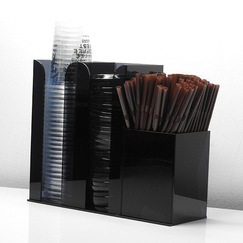 2 compartments for coffee cups and 1 holder for tubes, 2 half acrylic boxes,