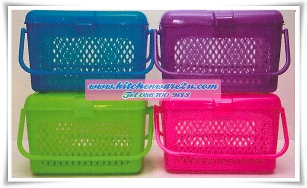 P06919 ตะกร้าหูหิ้ว มีฝาปิด (22*15*15 cm) สีเจ็บ ขายดีมาก 808 (ราคาส่งต่อ 12 โหล: 144 ใบ:เฉลี่ย 200 บาท/โหล)