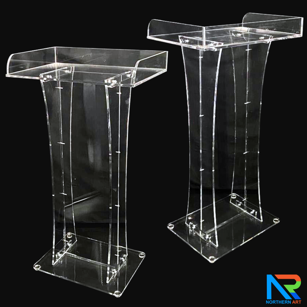 โพเดียม อะคริลิคใส ขนาด(W)60 x (L)42 x (H)109 cm. TOP ตรงพร้อมกันตก 3 ด้าน วัสดุอะคริลิคใส หนา 9.5 มม.