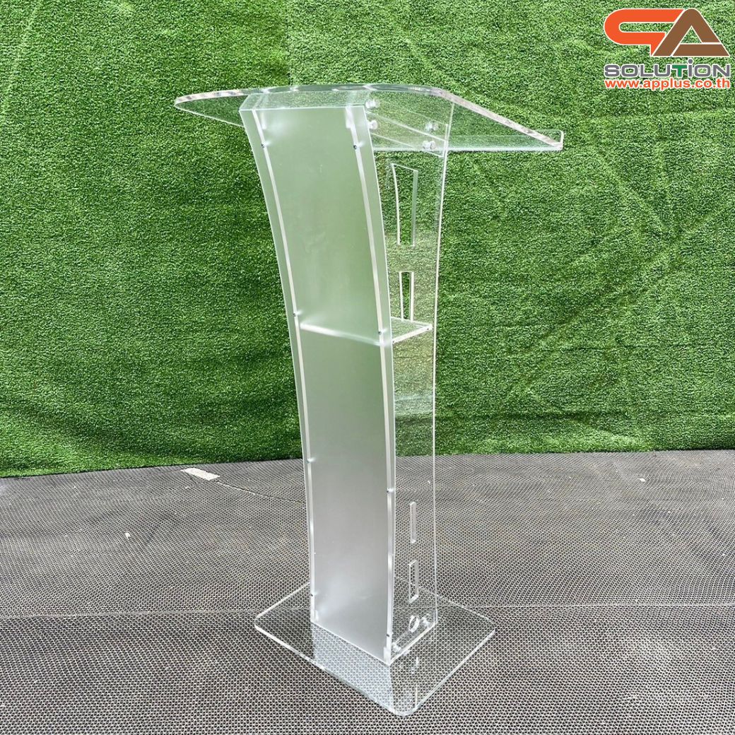 โพเดียมอะคริลิคใส รุ่น AC-12 ด้านหน้าอะคริลิคฝ้า TOP เอียง ขนาด(W)60 x (L)45 x (H) 113 cm.