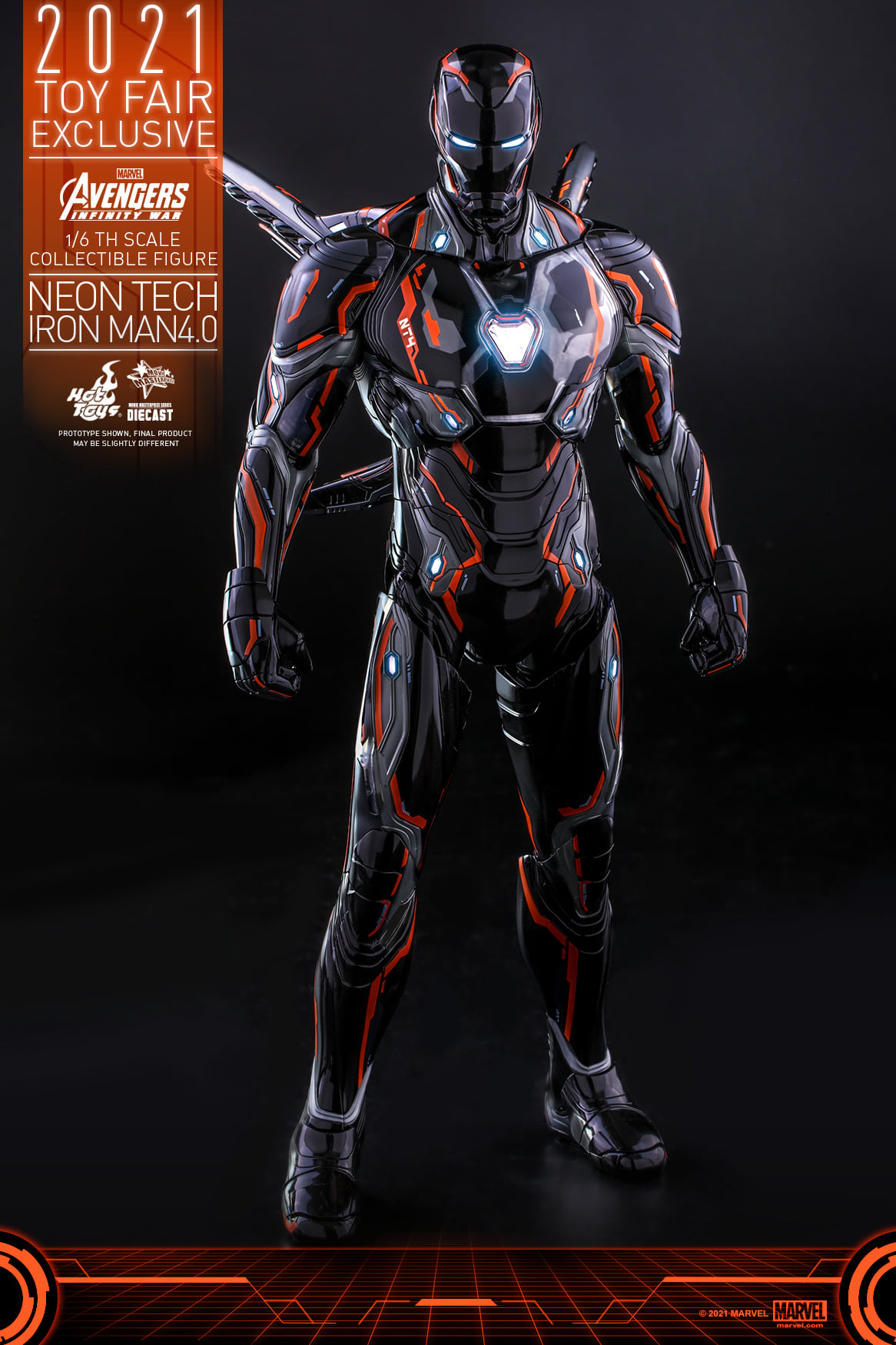 Hot Toys MMS597D39 16 Avengers Infinity War - Neon Tech Iron Man 4.0 [Toy Fair Exclusive 2021]