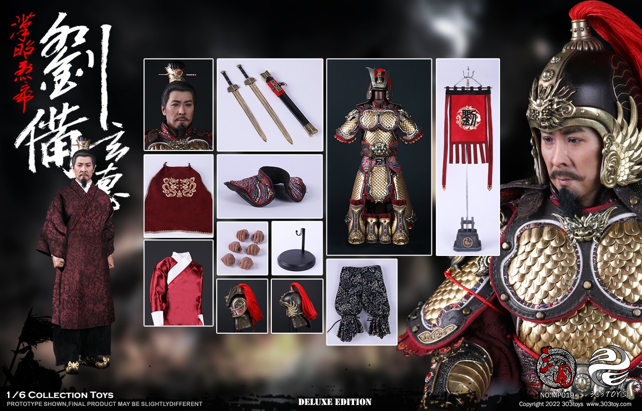 303TOYS MP019 + MP020 1/6 THREE KINGDOMS SERIES - LIU BEI XUANDE (EXCLUSIVE COPPER VERSION) & DILU THE STEED OF LIU BEI